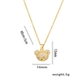Gold teddy bear necklace with sparkling zircon pendant, 40+5cm adjustable chain length - Steel Color (360 Bear)