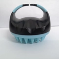 Black and blue silicone scalp massager brush with ergonomic handle and soft massage teeth - Black + Blue Bristles