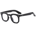 Retro thick black round frame sunglasses with silver arrow rivets and clear lenses - Black Frame