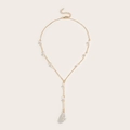Elegante collana a Y dorata con perle finte bianche e ciondolo a goccia di perla - Oro (A1-13 KC)