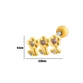 Three-flower cartilage stud earring in gold finish with colorful zircon gemstones - 5# Gold
