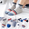 5-pack baby cotton crew socks featuring cute sea animal patterns and striped designs - Crab Mesh (Assorted)
