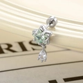 Clou d'oreille étoile avec zircon vert et pendentif goutte en argent pour cartilage - A690-4# Vert Menthe (Pièce Unique)