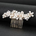 Pettine per capelli da sposa fatto a mano con perle bianche e cristalli dorati - Oro