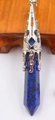 Sechseckiger Lapislazuli Kristallanhänger mit verzierter silberner filigraner Kappe - Nur Anhänger (Ohne Kette) / Lapislazuli