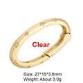 Golden oval screw clasp with star zircon inlays, 27x15mm jewelry accessory - Style 50 (Gold with White Zircon Clasp 27x15mm)