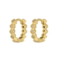 Elegantes pendientes de aro dorados con microincrustaciones de circonitas - Huggie Dorado Minimalista con Circonita Completa (E408-2)