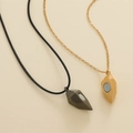 Leuchtende sechseckige Säulen-Paarketten mit magnetischen Herzanhängern in Schwarz und Gold - Mattgold Kanonenschwarz (M-283)