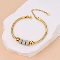 Elegante pulsera de cadena de serpiente en acero de titanio dorado con cuentas de circón - Estilo 2 / Dorado
