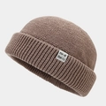 Detail showing the brown knit texture and white label of the vintage docker hat - M (56-58cm) / Khaki
