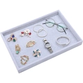 Light gray velvet jewelry display tray with 100 slots for rings and accessories - 35*24*3cm Gray Empty Tray