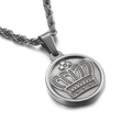 Collier hip-hop classique en acier inoxydable argenté avec pendentif rond couronne - Pendentif Couronne Argent (Sans Chaîne) (KP80830-Z)