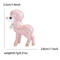 Pink enamel poodle brooch pin with gold plating and rhinestones, size 3.5cm by 2.8cm - Pink