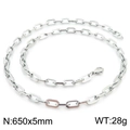 Polished silver stainless steel link chain necklace 650x5mm with lobster clasp - Style B Steel Color Necklace 65cm (KN228647-Z)