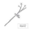 Elegant silver antler hair clip with star and fish accents in polished alloy finish - Style 12 Silver