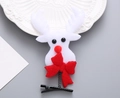 Detalle de horquilla de reno de Navidad en fieltro blanco con nariz roja y muelle - Reno