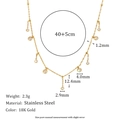 Detailed size chart for 18K gold plated stainless steel tassel pendant necklace - Fine Chain Tassel Style (Gold-9)