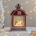 Christmas musical snow globe lantern with snowman family scene, USB powered, 23cm height - Red - Snowman Family