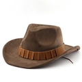 Cappello da cowboy classico in pelle scamosciata marrone con fascia in pelle vintage - M (56-58cm) / caffè