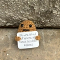 Handmade crochet potato doll with Life was all out of lemons inspirational card - Mini Potato Dark Brown L-Card