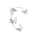 Silberne Schmetterling Ohrmanschette mit funkelnden Kristallen und hohlem Flügeldesign - Silber I-Stil Rechts