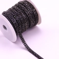 Roll of black rhinestone chain with triple-row crystal layout on white spool - 1 Yard/Pack / Black Base Transparent Grey+Transparent Grey