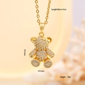 Collar con colgante de oso dorado con circonitas blancas y medidas de dimensiones - Dorado Circonia Completo (168)