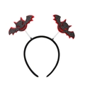 Detail of Halloween bat headband with black glitter wings and red spring accents - Black Glitter Bat Style (WSJFG-1-6)