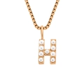 Collar de oro rosa con colgante letra H y perlas en una cadena de caja fina - H-Oro Rosa