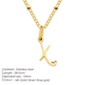 Collana in acciaio inossidabile con ciondolo lettera K cuore in finitura oro 14K - Lettera X / Oro