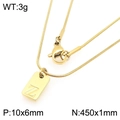 Vergulde roestvrijstalen ketting met rechthoekige hanger letter Z aan een slangenketting - Gouden Letter Z (KN293452-Z)