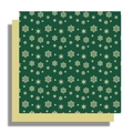 Dark green Christmas wrapping paper with gold snowflake pattern and plain gold back - Christmas Snowflake Type B Green