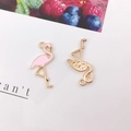 Pink flamingo enamel alloy charm pendant with gold finish for DIY jewelry making - Pink Flamingo (16x26mm)