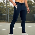 Pantalón deportivo ajustado azul marino para hombre con bolsillo con cremallera y cordón - S / Azul marino