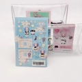 Clear PVC stationery pouch featuring cute anime-style stickers and sweet design elements - Style B/Blue