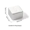 Silver and white square jewelry ring display stand base with dimensions 5x5x3.5cm - Rounded Ring Holder Small (White & Silver)