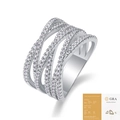 Dettaglio dell'anello in argento S925 moissanite con certificato ufficiale GRA - Taglia US 9 / Moissanite 122 Pietre Con Certificato GRA (R14052)