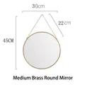 Minimalist round brass wall mirror with metal hanging chain medium size 30cm - Gold Brass Round Mirror (Medium 30cm)