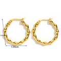 Golden bamboo texture hoop earrings in stainless steel with 1.43cm height dimension - Gold Bamboo Joint Hoop Style (ER-1168)
