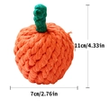 Pumpkin-shaped dog chew toy made of orange and green cotton rope for dental cleaning - Knot Orange Toy