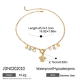 Detalle del collar oceánico dorado con colgantes de concha y corazón resistentes - Estilo de Tortuga Marina y Estrella de Mar (JDN0202010)