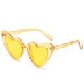 Fashionable heart-shaped sunglasses with translucent orange frame and yellow lenses - Transparent Yellow Frame Yellow Lens