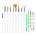 Set nail art da 20 pezzi con 15 pennelli bianchi e 5 penne per puntini colorate - Set per Nail Art TZ02