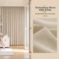 Rideau occultant minimaliste en lin blanc crème avec tissu lourd de 1300g par mètre - Tissu en Rouleau (Plus de 60m) / Par Mètre Non Transformé / Blanc Lait