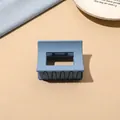 Detail of matte Morandi blue square hair claw clip with cutout design and sturdy grip teeth - Light Blue Matte-Square