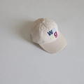 Kids minimalist beige baseball cap with colorful letter embroidery for sun protection - Kids Size / Off White