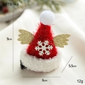 Mini pinza de pelo de gorro navideño rojo con alas doradas para celebraciones festivas - Pinza para el pelo con gorro de Papá Noel de copo de nieve