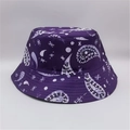 Detail of purple bucket hat with white paisley and moon patterns on a gray background - M (56-58cm) / Purple Base White Paisley Star Moon (24#)