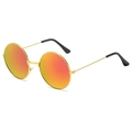 Retro-Sonnenbrille mit rundem Metallrahmen und orangefarbenen Verlaufsgläsern - Goldener Rahmen Rote Spiegelgläser