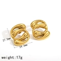 Boucles d'oreilles gouttes entrelacées dorées en acier poli, hauteur 27,2 mm - Style Entrelacé en Spirale Aérodynamique(TE60073-G)
